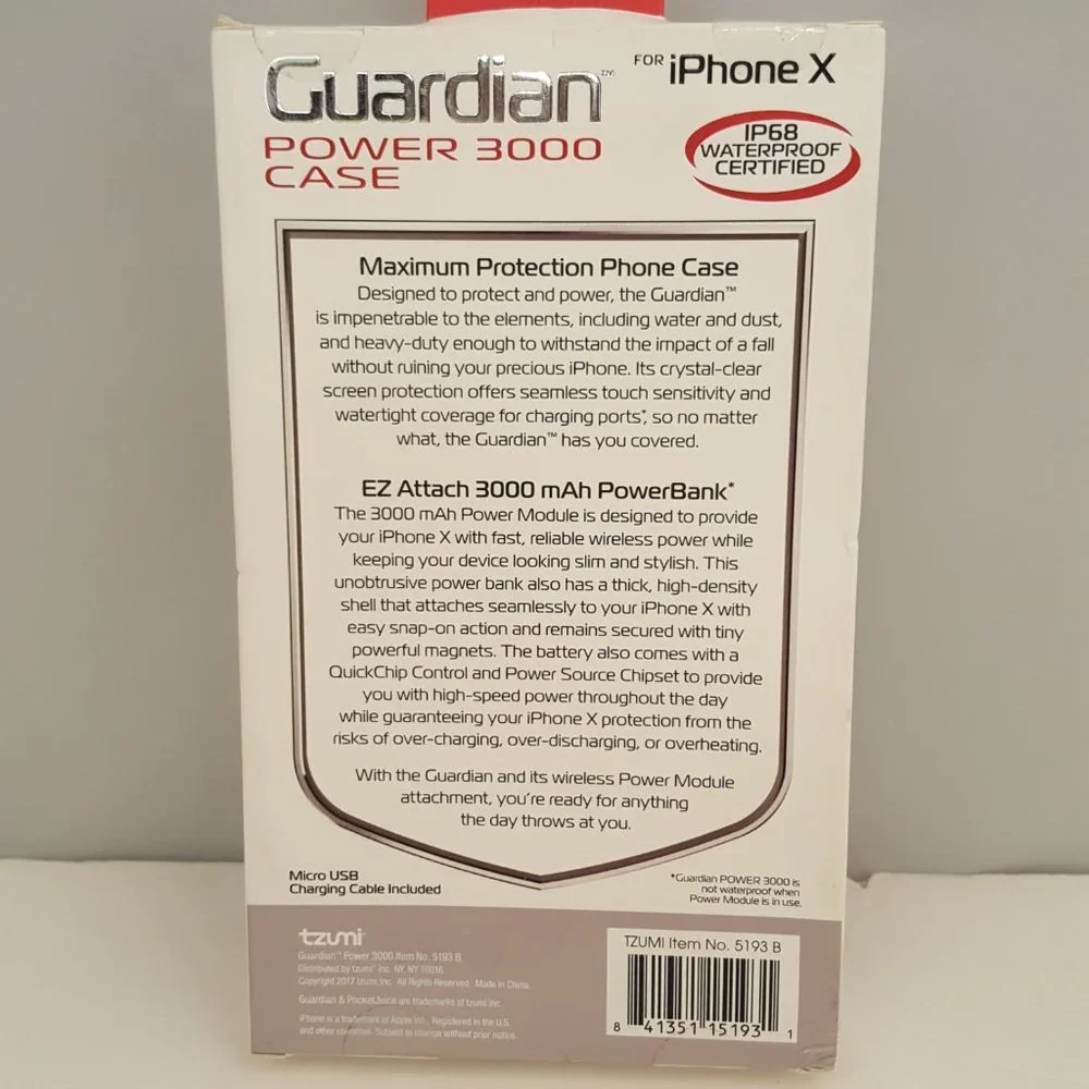 Guardian Certified Waterproof IP68 DROP & Scratch Proof Wireless Power 3000 mAh